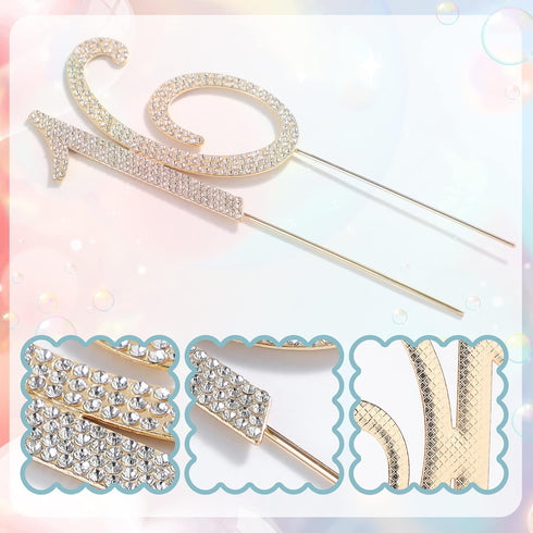 16 Cake Topper Gold Metal Cake Toppers for 16th Birthday or Anniversary Party Cake Decor...
