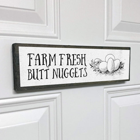Chicken Wood Signs (Medium - Wood And Metal, Farm Fresh Butt Nuggets)...