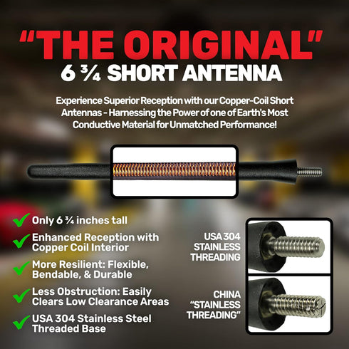AntennaMastsRus - The Original 6 3/4 Inch is Compatible with Jeep Commander (2006-2010) - Car Wash Proof Short Rubber Antenna - Internal Copper Co...