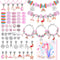 Flasoo DIY Charm Bracelet Making Kit, Jewelry Kit with Unicorn Mermaid Pink Stuff Craft Gifts for Birthday, Christmas, New Year...