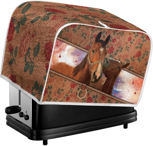 Horse Toaster Dust Cover, Universal Toaster Covers Bread Maker Cover Rsoe Print Bakeware Protector Small Appliance Dust Storage Bag for 4 Slice To...