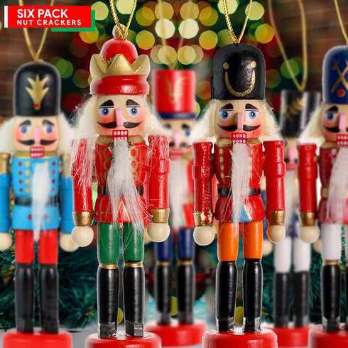 Ornativity Nutcrackers Hanging Ornament Figures - Christmas Mini Wooden King and Soldier Nutcracker...