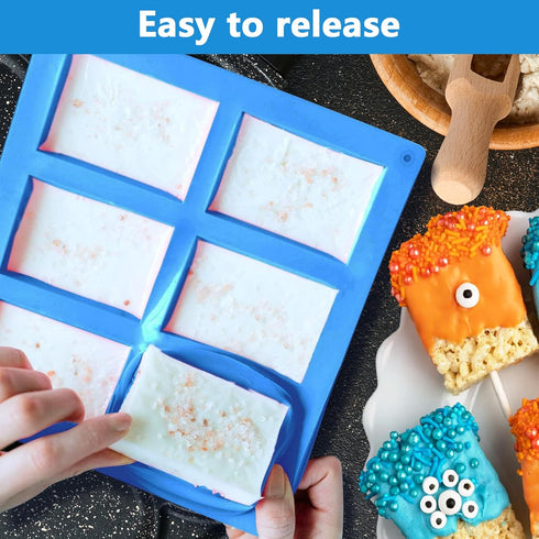 Rice Krispies Silicone Mold for Rice Krispies Treats Baking, 6-Cavity Granola Cereal Bars Mold for Chocolate Cheesecake Brownie...