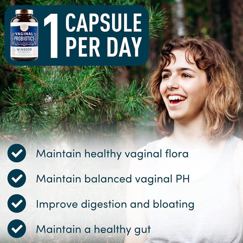 Vaginal Probiotics for Women - 19Bil CFU Lactobacillus Salivarius Probiotic for PH Balance, Digestive, Gut Health - Feminine Balance Complex Probi...
