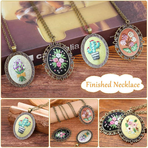 4 Packs Embroidery Kit for Beginners, Shynek 26 Pcs Mini Cross Stitch Kits includes Stamped Embroidery Clothes with Flowers Pattern Embroidery Nec...