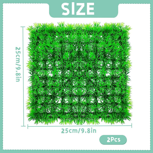 2PCS Hermit Crab Climbing Toys, 10 x 10 Inch Square Plastic Aquarium Grass Mat Decoration with 8 Suction Cups Hermit Crab Plants Lawn Supplies Her...