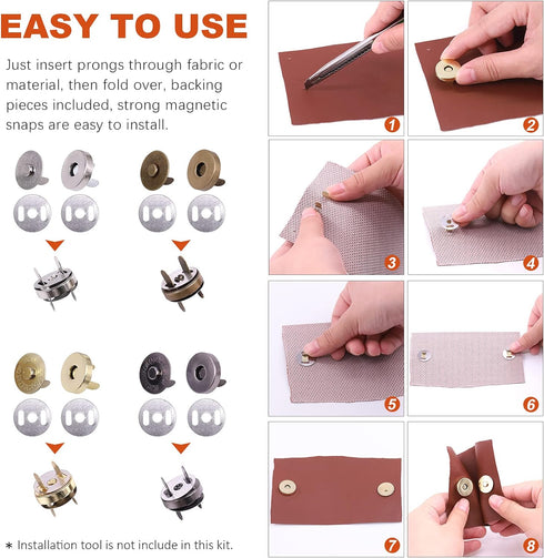Tanstic 60 Sets 14mm 4 Color Magnetic Button Clasps Snaps Fastener Clasps Button Knitting Buttons Sets for Sewing, Craft, Purses, Bags, Clothes, L...