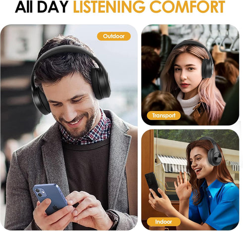 JH-923 Wireless Headphones Over Ear, 65H Playtime, 3EQ Sound Modes, Hi-Res Audio with Deep Bass Microphone,Foldable Lightweight Bluetooth Headphon...