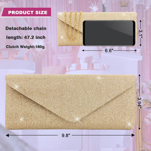 Clutch Purses for Women,Evening Bag Envelope Clutch with Detachable Chain Sparkle Elegance...
