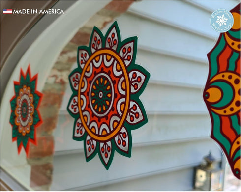Boho Decor | 10 Mandala Sun Catchers Window Clings | Stained Glass Window Cling | Sun Catcher for Windows Decoration | Glass Door Safety Decals | ...