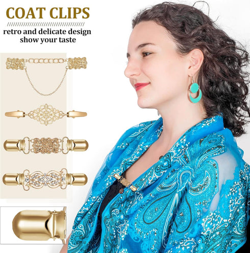 10 Pieces Retro Cardigan Clip Vintage Sweater Swirl Clip Antique Flowers Pattern Shawl Clips Sweater Collar Clip Dresses Shawl Clip Shirt Brooch C...