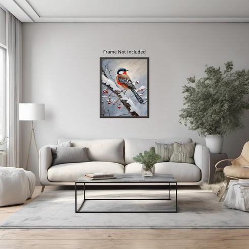 Posterizer 1 pcs-cute little bird in snowy winter scene -11-Art for Animal Lovers-Landscape & Nature Art-Decor for Home & Office- unframed wall ar...