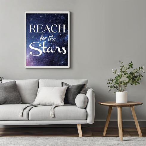 Posterizer 1 pcs-reach for the stars-encouraging quote-Kids Room Art-Motivational & Inspirational Art-decor for nursery toddlers kids room- UNFRAM...