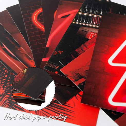 50PCS Red Neon Aesthetic Pictures Wall Collage Kit, Neon Red Photos Collections Collage Dorm Decors for Girl Teens and Women, Trendy Wall Prints K...