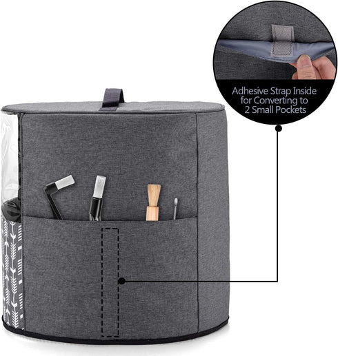 Yarwo Coffee Maker Dust Cover Compatible with Keurig K-Classic and K-Select, Visible Coffee Machine Cover with Pockets and Top Handle, Gray with A...