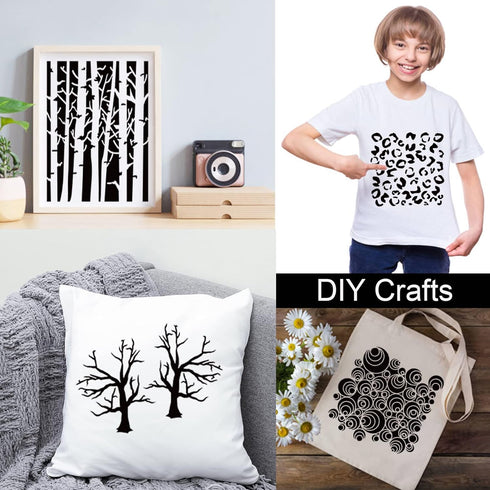 14 Pcs Layering Mixed Media Stencils Leopard Diamond Spirals Cubist Templates Geometric Patterns Stencils for Painting on Walls Canvas DIY Craft S...