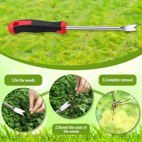 CHENGU 2 Pack Hand Weeder Tool Gardening Weeder Tool Dandelion Weed Puller Tool with Ergonomic Handle Weeder Tool for Garden Lawn Yard Farmland Pl...