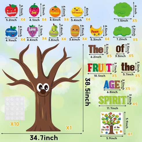 AgincBerry Fruit Bible Tree Bulletin Board - 76PCS Bible Accents Fruit Age of The Spirit Trees Cutouts Decor for Christian Classroom Bulletin Boar...