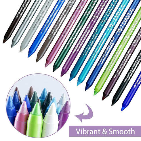15 Colors Eyeliner Pen Set, Eyeliner Pencil Set, Waterproof Colorful Eyeliner Kit Long Lasting Eyeshadow Pencil Professinal Eye Makeup Set Pearl E...