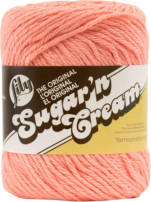 Lily Sugar 'N Cream The Original Solid Yarn, 2.5oz, Medium 4 Gauge, 100% Cotton - Tea Rose - Machine Wash & Dry......