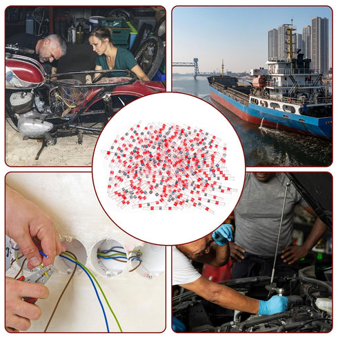 150 Pcs Solder Seal Wire Connectors, Solder Butt Connectors Heat Shrink, Red 22-18 AWG Wire Splice Connectors, for Marine Automotive Boat Wire Joi...