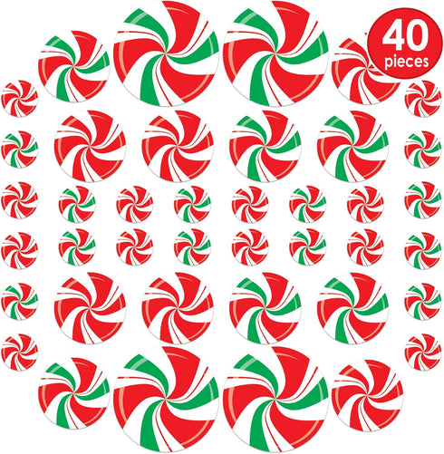 Beistle 40 Piece Cardstock Paper Peppermint Cut Outs for Christmas Party Holiday Bulletin Board Classroom Candy Theme Wall Decorations, 4" - 12", ...