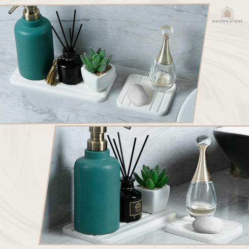 Bathroom Tray w/Bonus Vanity Tray. Absorbent Bathroom Trays for Counter. Multipurpose 8x4 Countertop Tray. Perfume Tray. Kitchen Soap Tray. Time S...