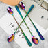 Long-handled ice tea spoon, cocktail stir spoons, stainless steel coffee spoons, Colored ice cream scoop (9 IN iridescence, Round)...