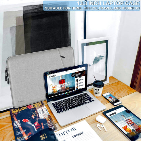 Laptop Sleeve Case 13.3 inch, Shockproof Protective Computer Cover with Accessories Pocket, Laptop Bag Compatible with MacBook Air/Pro 13-13.3 inc...