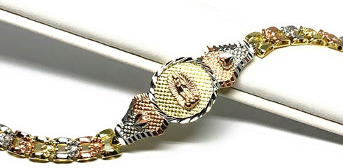 Fran & Co. Virgin Mary Bracelet Virgen De Guadalupe Pulsera Tres Colores Oro Laminado 8“...