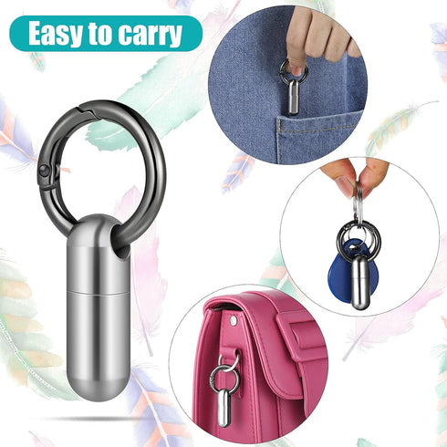 2 Pieces Tiny Keychain Pill Holder Waterproof Keychain Pill Holder Container Portable Mini Size Titanium Alloy Pill Box Case for Travel Purse Pock...