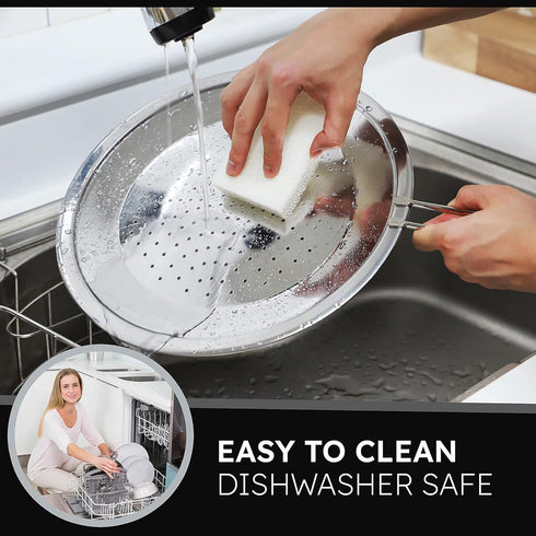 LUCETE Stainless Steel Splatter Screen 12.6" – Hot Grease Splatter Screen for Frying Pan - Oil Splash Guard - Protect your Skin from Burn & Keep Y...