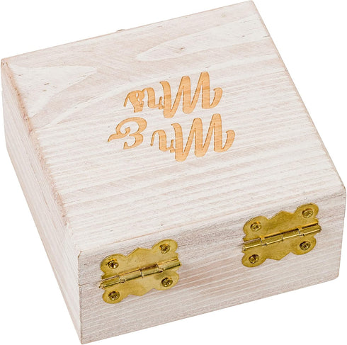 Strova Wooden Ring Box for Wedding Rings and Couple Jewelry - Engraved Mr. & Mrs. Lettering - Ring Bearer Box for Display or Personal Organizer - ...