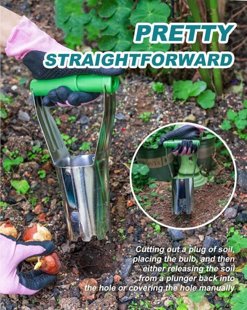Bulb Planter Garden Tool with Release Button&4Inch Measurements Tulip Planting Tool Bulb Transplanter Bulb Digger for Removing Soil And Planting B...