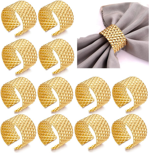 HEIDKRUEGER Napkin Rings Set Gold Dining Table Decoration Handmade Napkin Holder (B-12Pcs)...