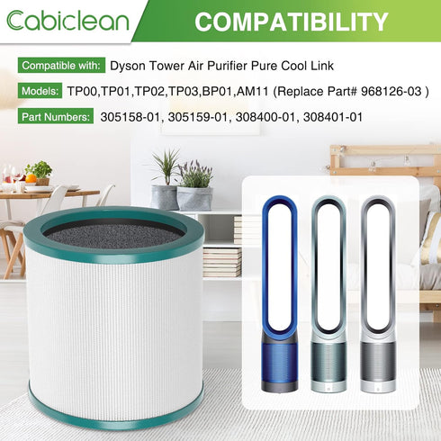 TP01 HEPA Filter Replacement Compatible with Dyson Tower Purifier Pure Cool Link TP01, TP02, TP03, AM11, BP01 Models, Replace Part 968126-03 (1 Pa...