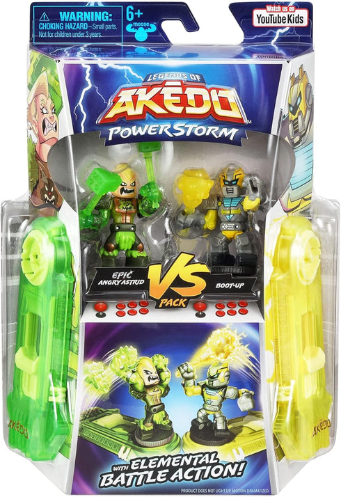 Legends of Akedo Powerstorm Versus Pack 2 Mini Battling Action Figures and 2 Battle Controllers Epic Angry Astrid Versus Boot-Up,Multicolor...