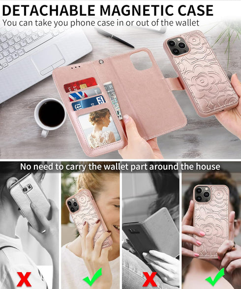CASEOWL Magnetic Case for iPhone 13 Pro Max Wallet Case- Detachable Wallet Case for iPhone 13 Pro Max 5G - Folio Flip Leather Case Wallet with RFI...
