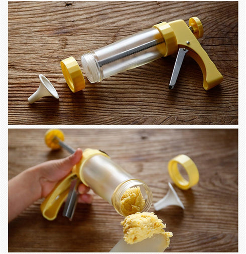 Biscuit Making and Icing Set Cookie Biscuit Press and Cake Icing Decorating Set with Icing Gun Cookie Press Cutter Kit with Discs and Nozzles For ...