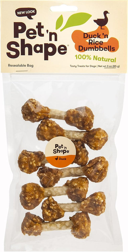 Pet 'n Shape Duck 'n Rice Dumbbells Dog Treats - 3 Ounce...