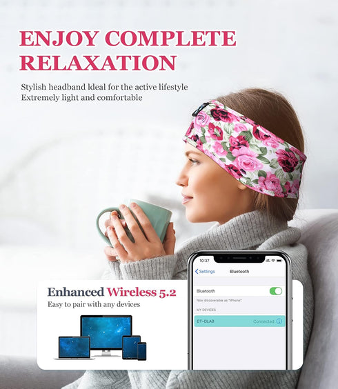 Sleeping Headphones Bluetooth Headband, Sleep Headphones Headband Soft Elastic Cozy Headband Headphones, Sleep Headband for Women Men Teenager Chr...