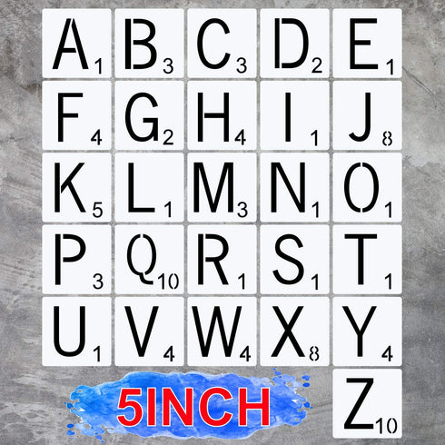 5 Inch Scrabble Letters Stencil for Painting on Wood Laser Cut Painting Stencil for Family Names& DIY Projects,Home Décor...