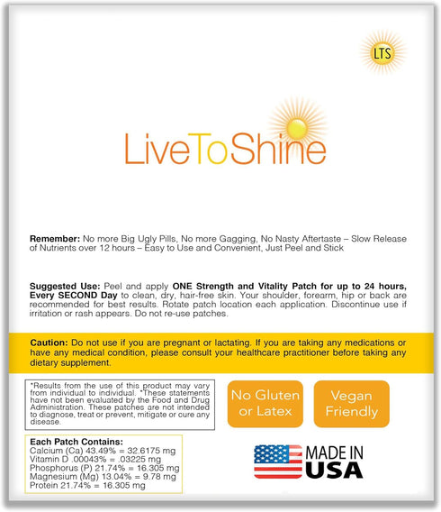 Calcium Magnesium D3 Topical Patches for Men and Women - One Month Supply - USA Made by Live to Shine...