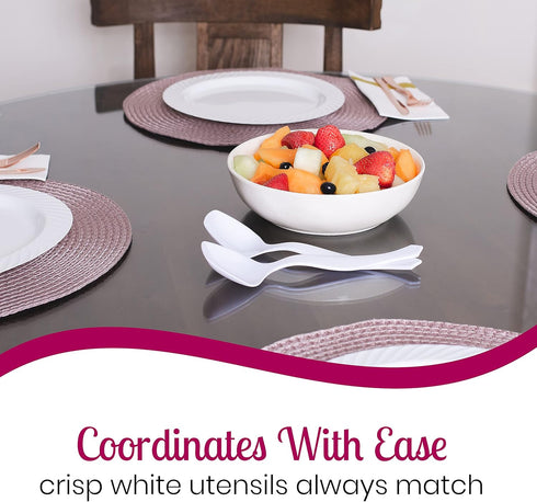 Plasticpro Disposable Plastic Serving Spoons Durable Heavy Duty Premium Serving Utensils White Pack of 12...