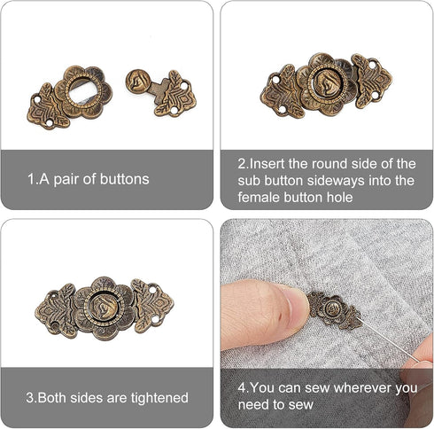 FINGERINSPIRE 40 Pcs Doll Sew-on Snap Buttons, 4 Colors Mini Alloy Belt Buckle Buttons Tiny Metal Snaps Fasteners Durable Press Studs Buttons for ...