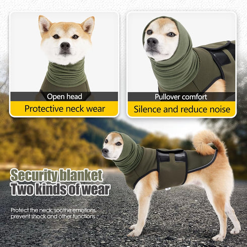 Dog Anxiety Vest Hoodie,Dog Thunder Jacket Anxiety Calming Vest with Hoodie Head Cover Sleeves,Dog Anxiety Relief Coat Hooded for Thunderstorm,Tra...