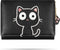 Cute Small Wallets for Women, Fashion Tri-folded Wallet for girls, Short Slim Womens Wallet with ID Window (3D Cat Pattern Black)...
