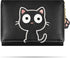 Cute Small Wallets for Women, Fashion Tri-folded Wallet for girls, Short Slim Womens Wallet with ID Window (3D Cat Pattern Black)...