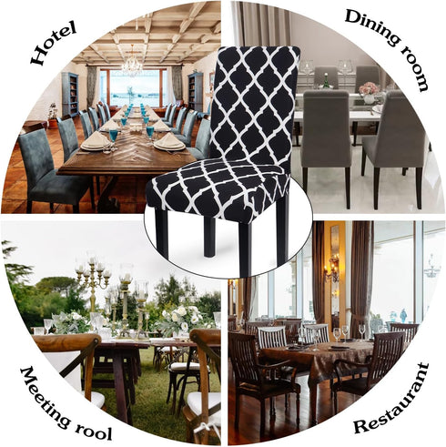 YIMEIS Dining Room Chair Covers Set of 2, Washable Kitchen Seat Protector, Removable Printed Stretchable Parsons Chair Slipcover for Room, Office,...