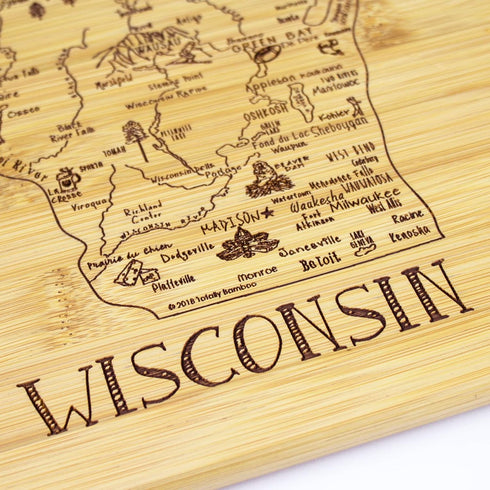 Totally Bamboo A Slice of Life Wisconsin State Serving and Cutting Board, 11" x 8.75"...
